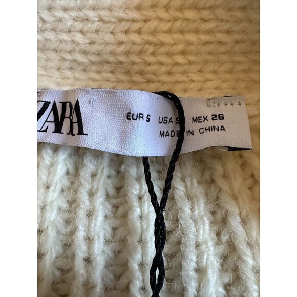 NEW Zara Wrap‎ Front Cream Ivory Cardigan Duster Sz Small Chunky Knit Trendy Lux - Picture 5 of 9